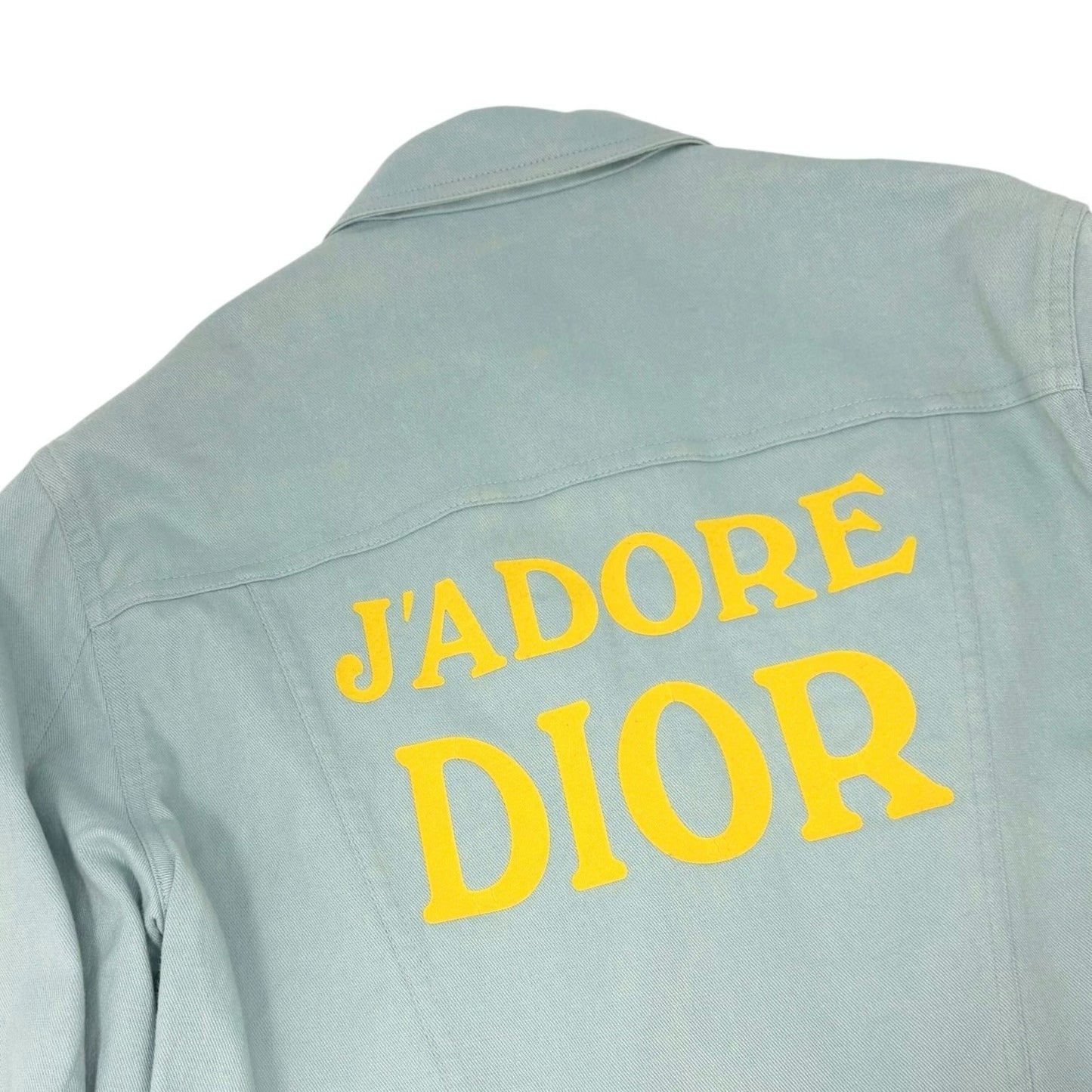 Christian Dior Vintage 2001 J'ADORE Logo Denim Twill Jacket #36 Blue Yellow