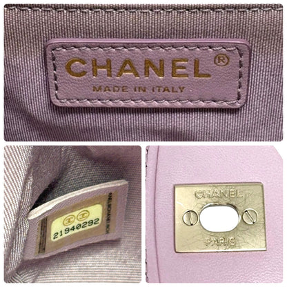 CHANEL Vintage CC Logo Quilted Chian 2way Bag Pink Gold Leather 902322