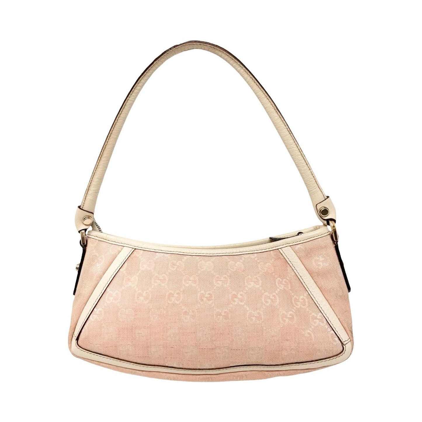 GUCCI Vintage GG Monogram Abbey Shoulder Bag Pochette Pink White Canvas 901804
