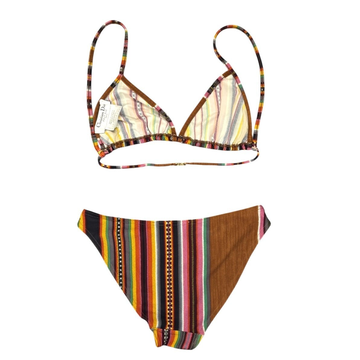 Christian Dior Vintage 2002 Multicolor Triangle Bikini #36 Swimwear Nylon