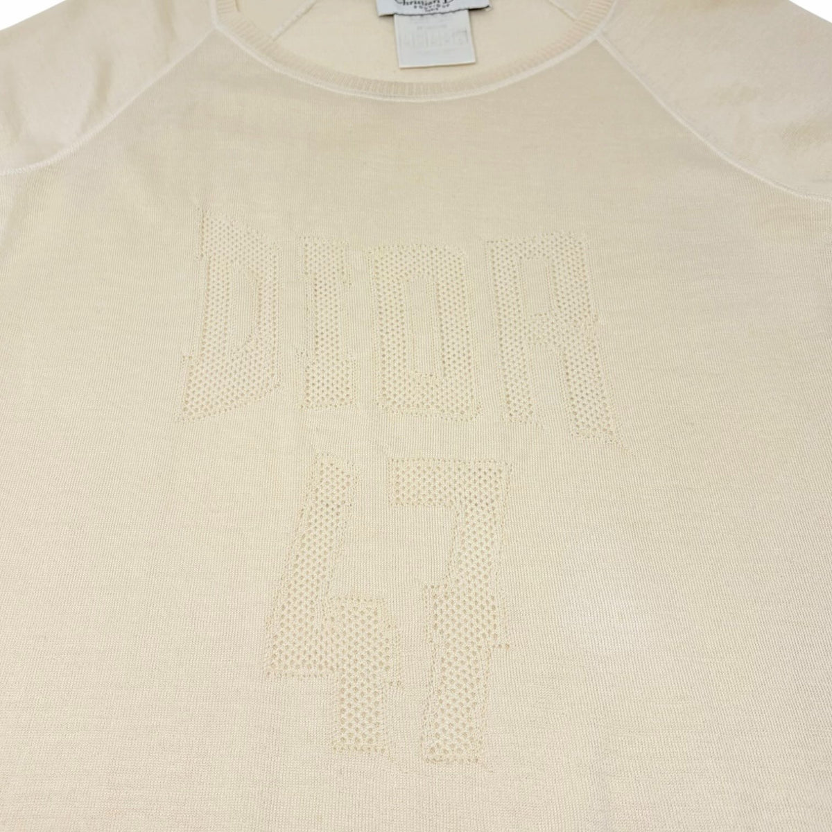 Christian Dior Vintage 2005 Knit T-shirt Top #38 Yellow Cream Wool 902813