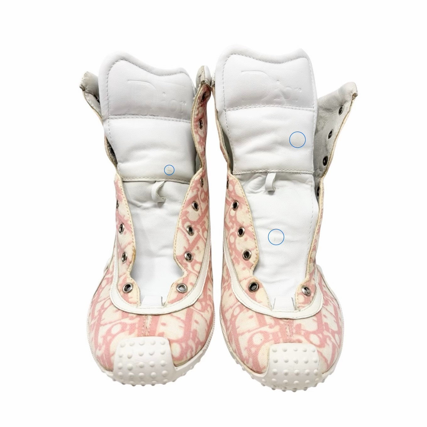 Christian Dior Vintage Trotter Monogram High-top Sneakers #37 Pink White 902257