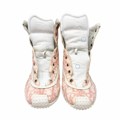 Christian Dior Vintage Trotter Monogram High-top Sneakers #37 Pink White 902257
