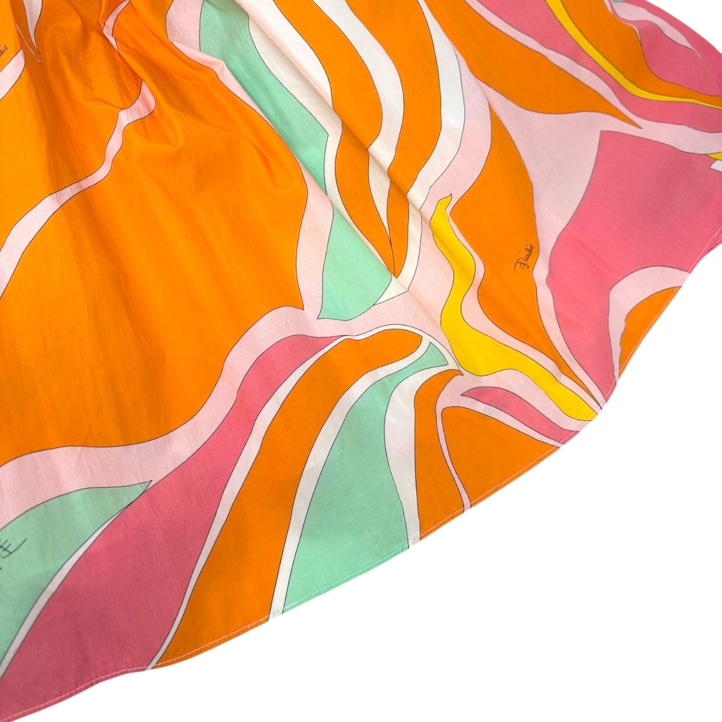 EMILIO PUCCI Vintage Multicolor Printed Scoop Neck Off-Shoulder Top #36 Cotton