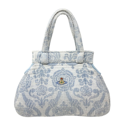 Vivienne Westwood Vintage Orb Logo Terry Cloth Tote Bag Blue Cotton 901821