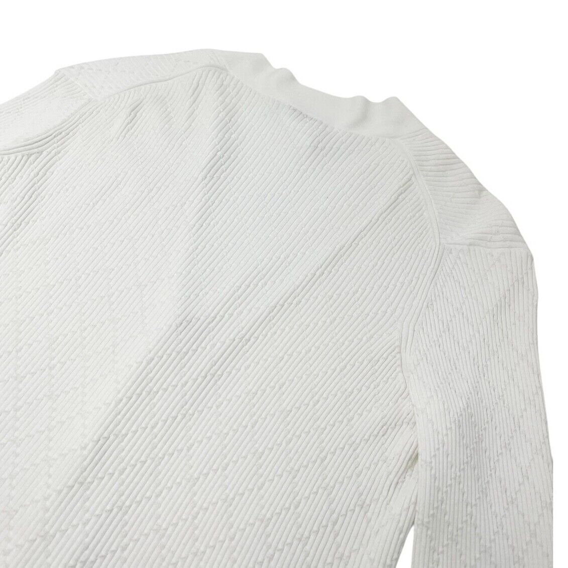 CHANEL Vintage 13P CC Mark Logo Knit Cardigan #36 White Cream Cotton Button