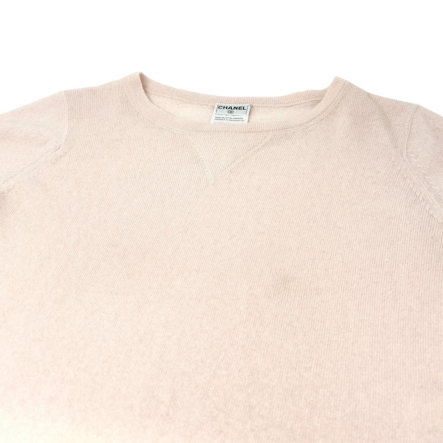 CHANEL Vintage 01A CC Mark Logo Long Sleeve Sweater Top #38 Pink Cashmere Knit