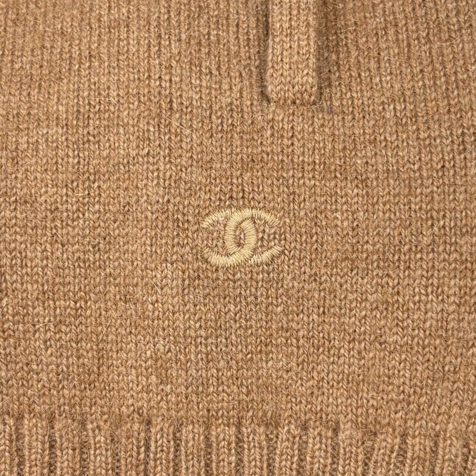 CHANEL Vintage CC Logo Cardigan Knit Sweater Belt Button Brown Gold Rank AB