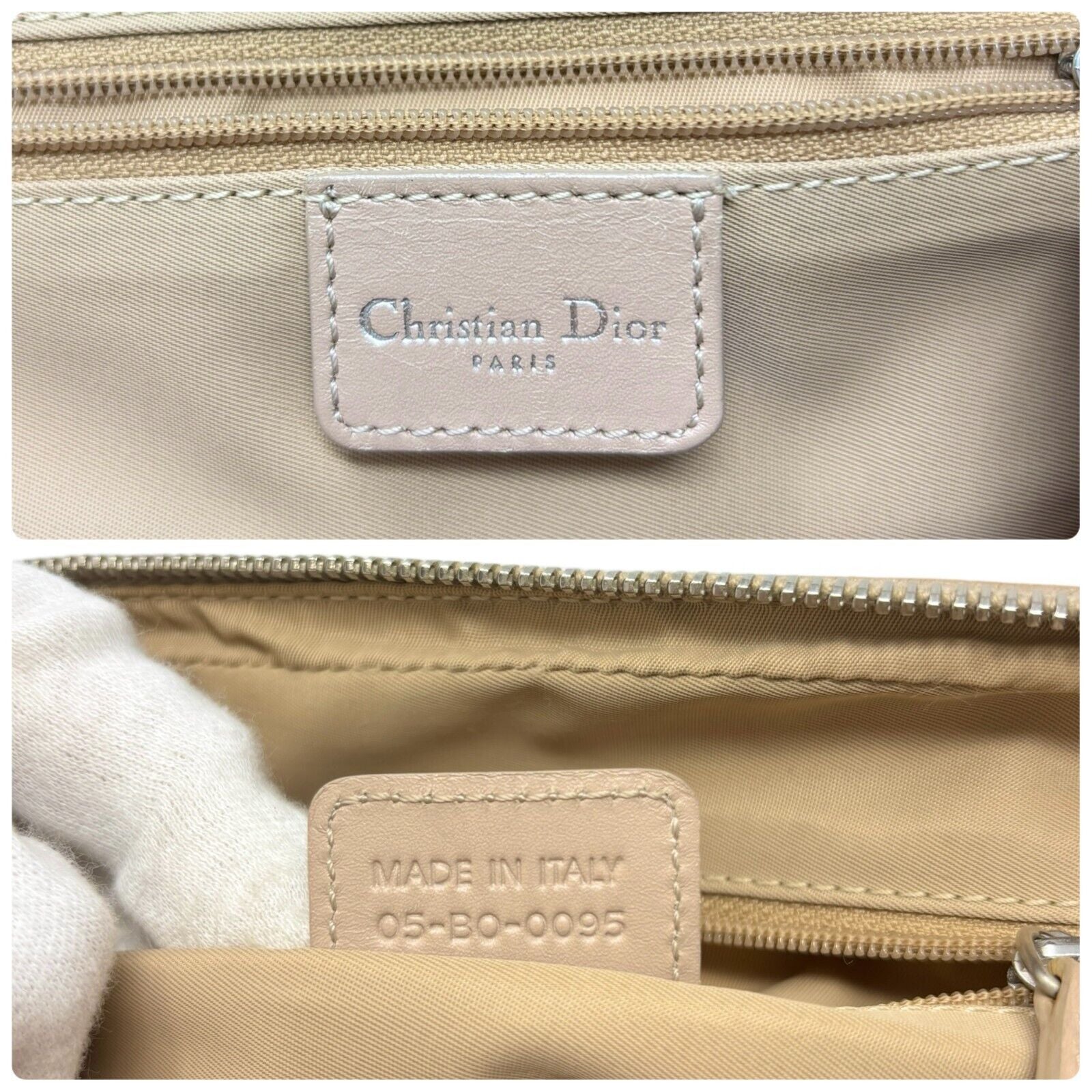 Christian Dior Vintage 2005 Romantique Trotter Monogram Shoulder Bag Cream