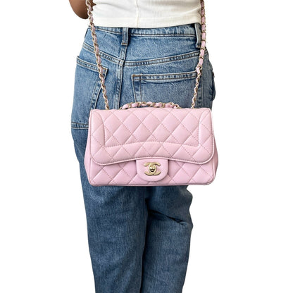 CHANEL Vintage CC Logo Quilted Chian 2way Bag Pink Gold Leather 902322
