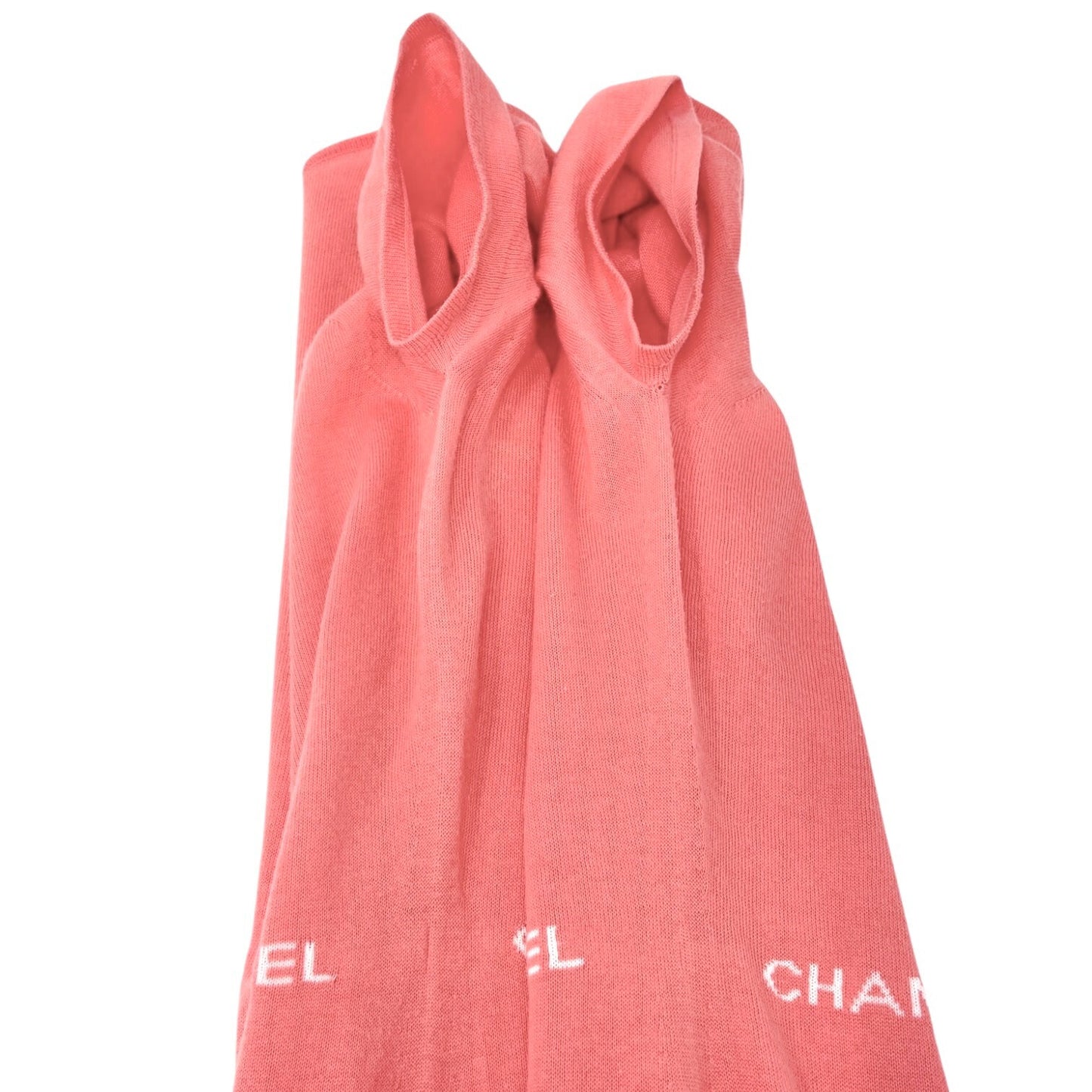 CHANEL Vintage 04P CC Logo Knit Top #38 Pink Orange Short Sleeve Round Neck