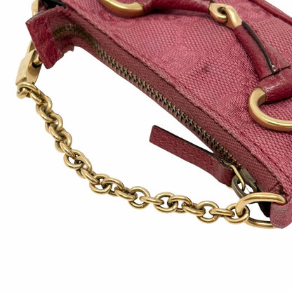 GUCCI Vintage Horsebit GG Monogram Micro Bag Pouch Pink Gold Canvas 901845