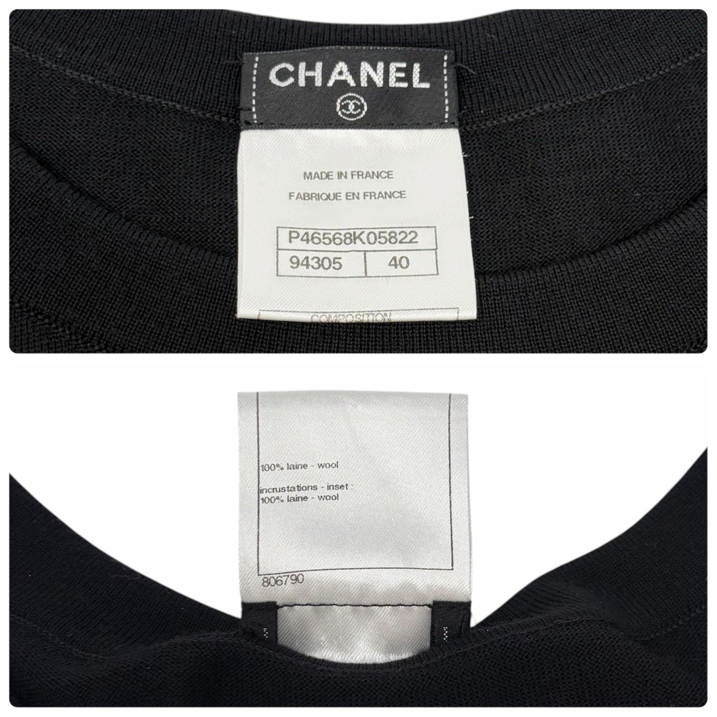 CHANEL Vintage P46568 CC Logo Patch T-shirt Dress #40 Black Purple 901866