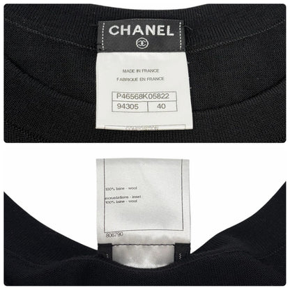 CHANEL Vintage P46568 CC Logo Patch T-shirt Dress #40 Black Purple 901866