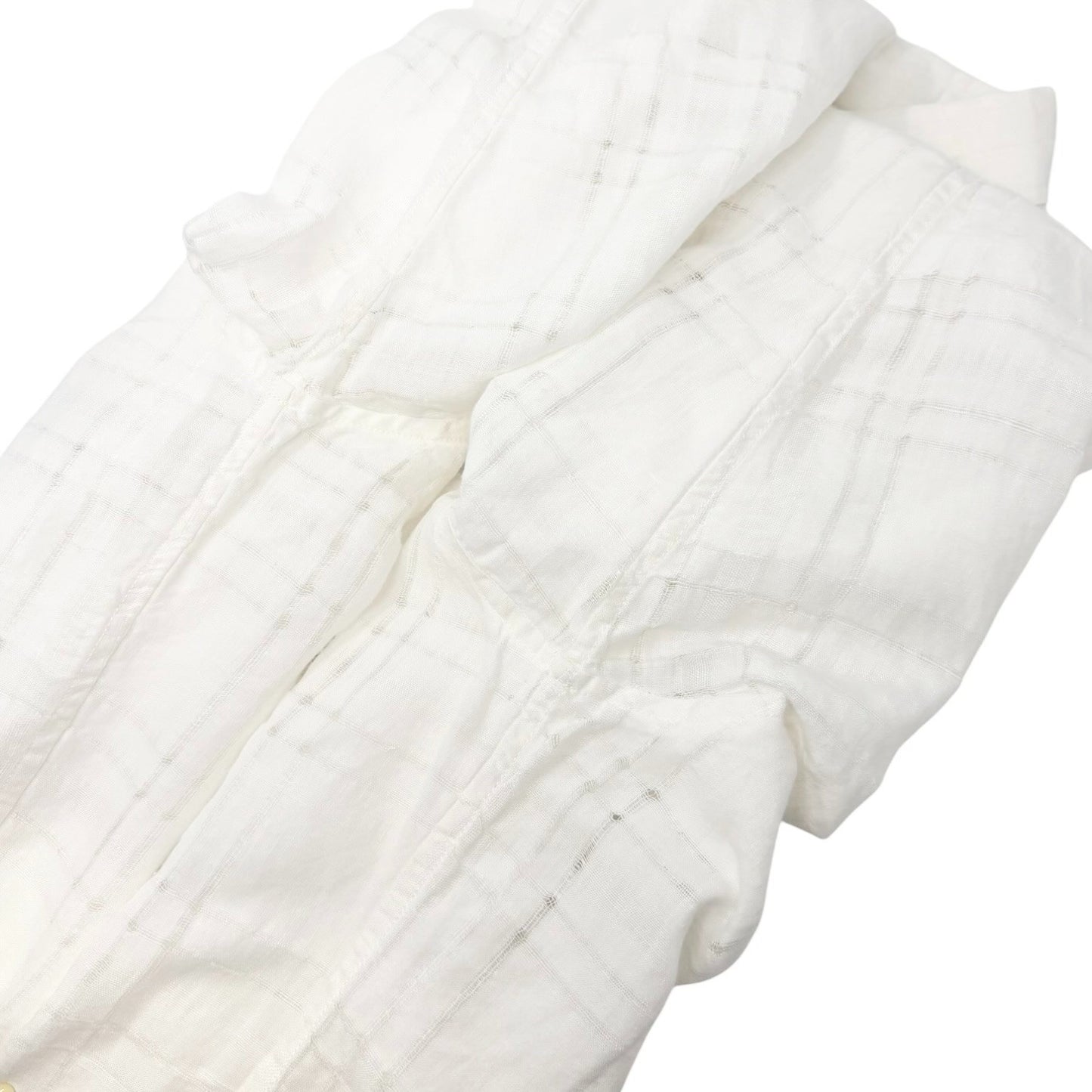 CHANEL Vintage CC Logo Checked Button Up Shirt #38 White Cotton Pocket 902289