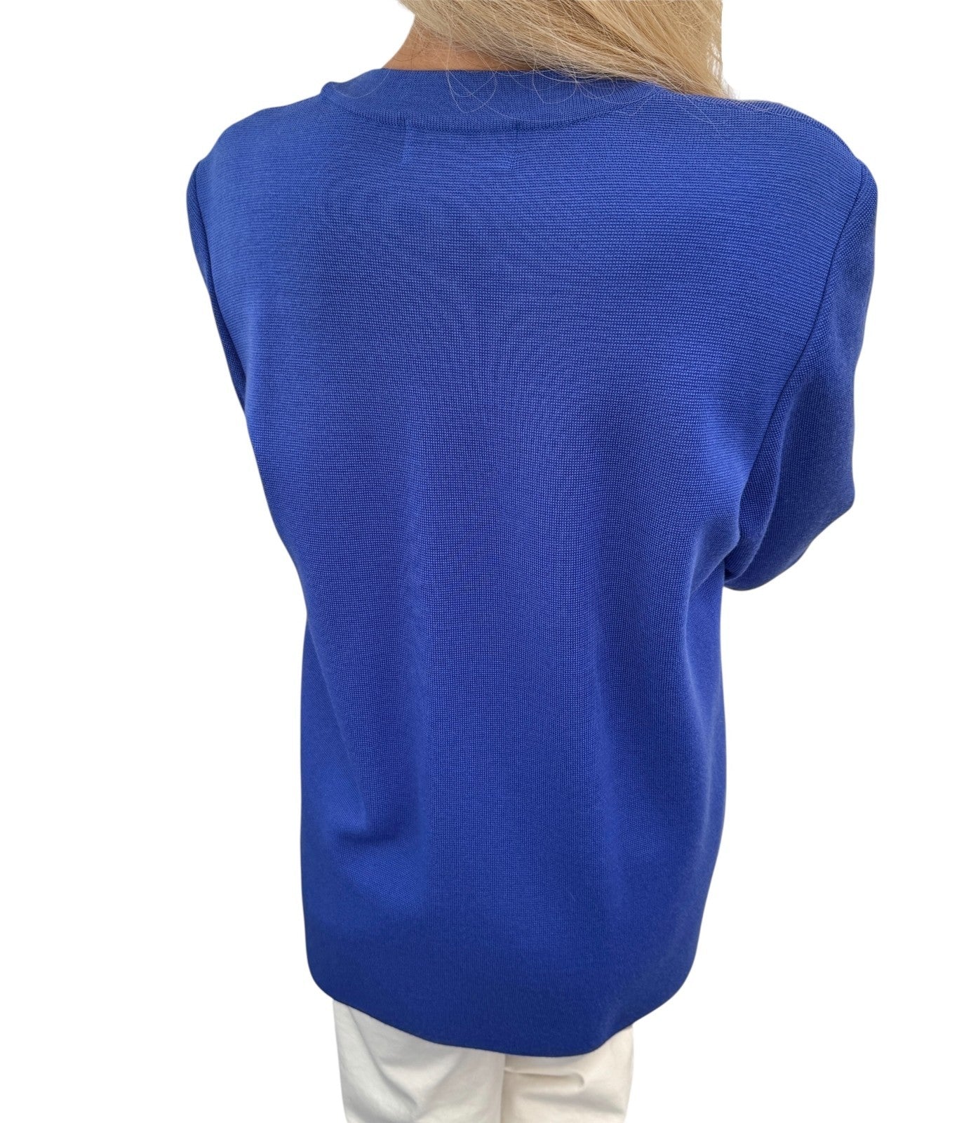 Yves Saint Laurent Vintage YSL Logo Cardigan Top Sweater #M Button Blue
