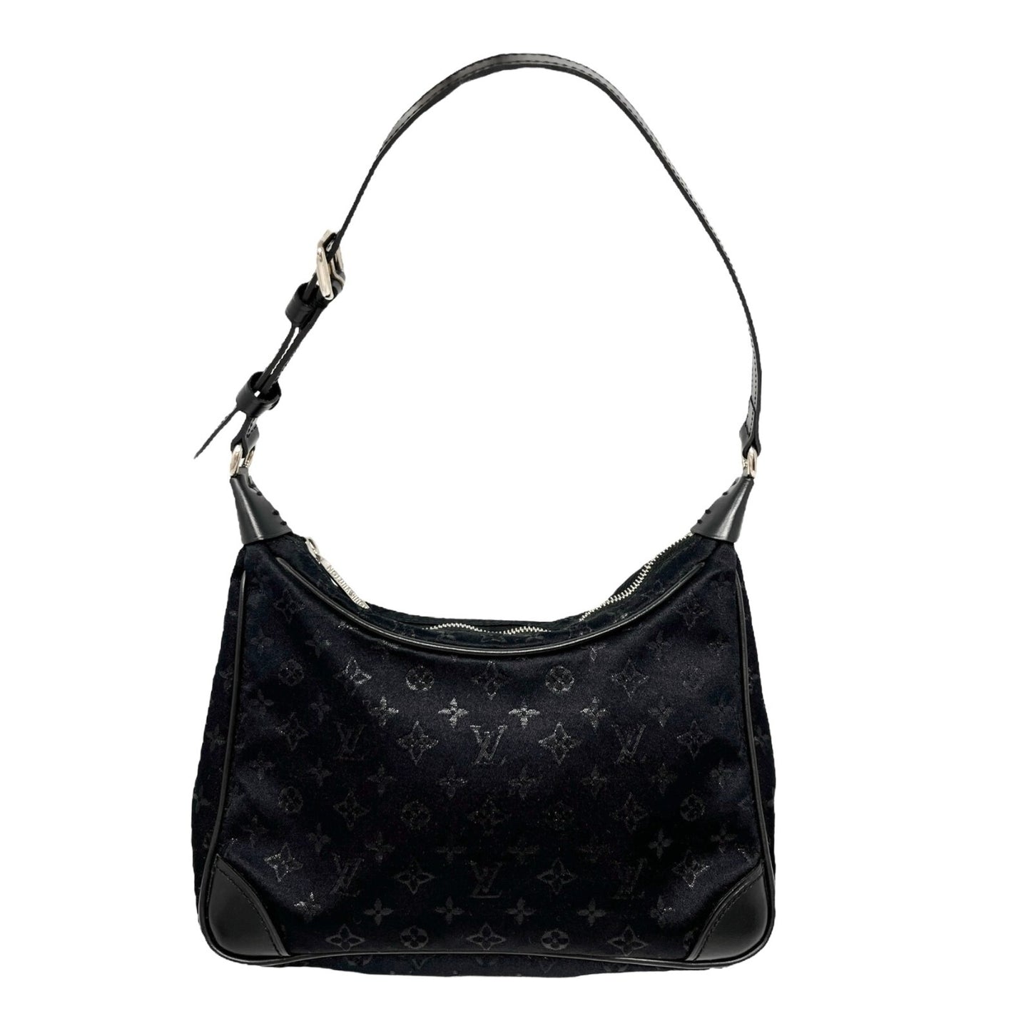 LOUIS VUITTON Vintage LV Monogram Little Boulogne Mini Shoulder Bag Black Satin