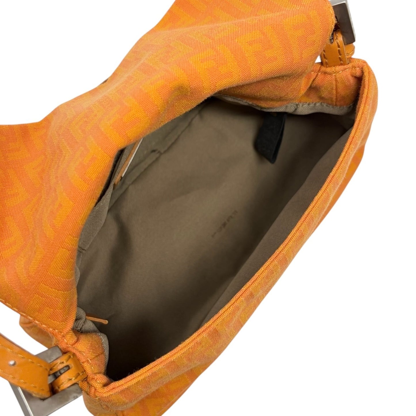 FENDI Vintage Logo Zucchino Mamma Baguette Mini Shoulder Bag Orange 902036