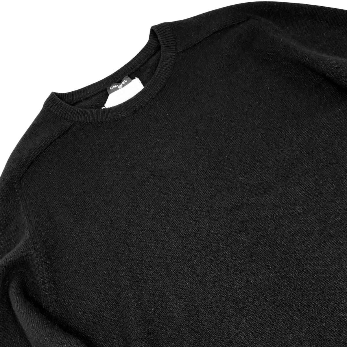 CHANEL Vintage 94A CC Logo Cashmere Pocket Knit Sweater Top Black 902809