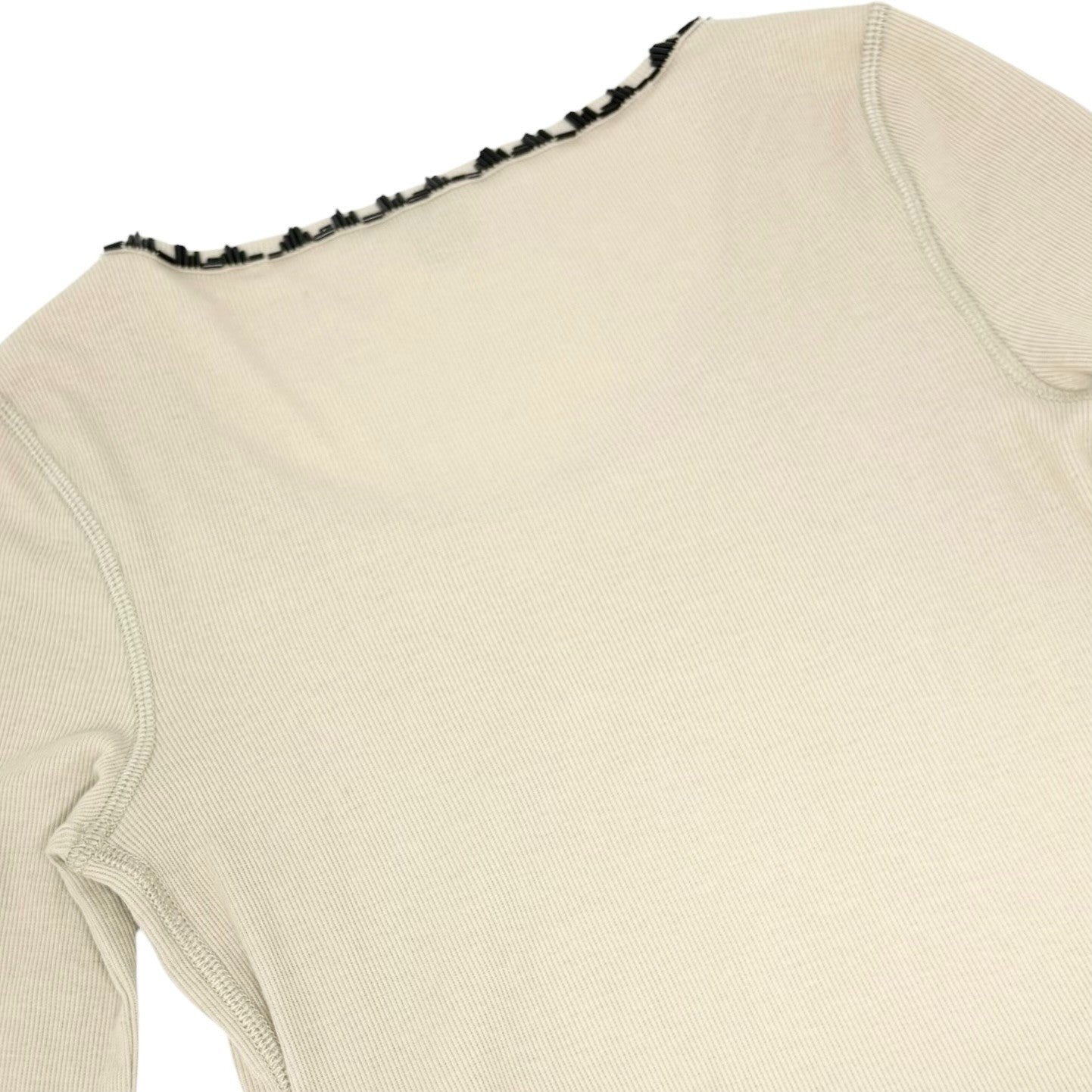 LOUIS VUITTON Vintage Beads Knit Long Sleeve Top T-shirt #XS Beige 901990