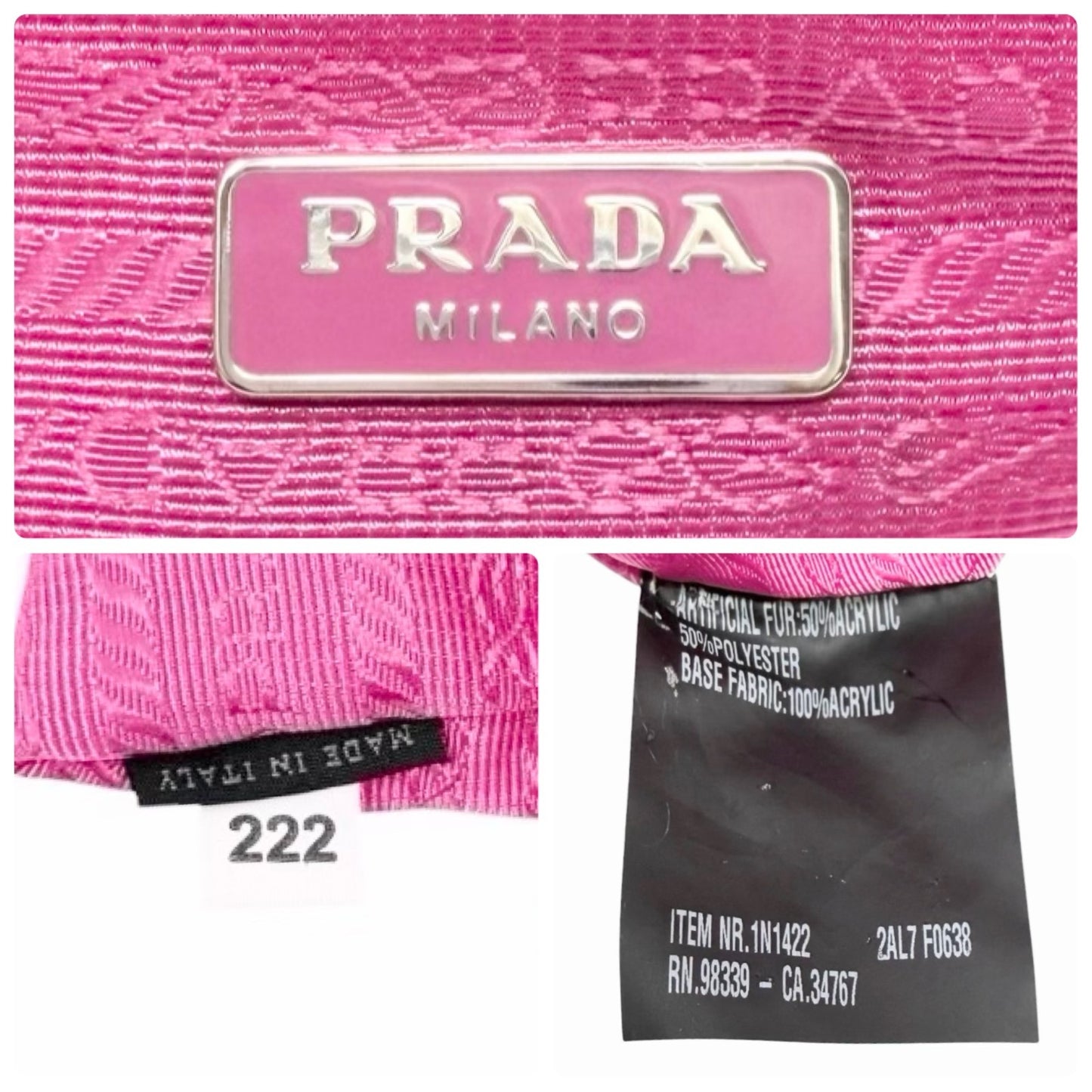 PRADA Vintage Logo Faux Fur Pelliccia Clutch Bag Wristlet Pouch Pink 902250