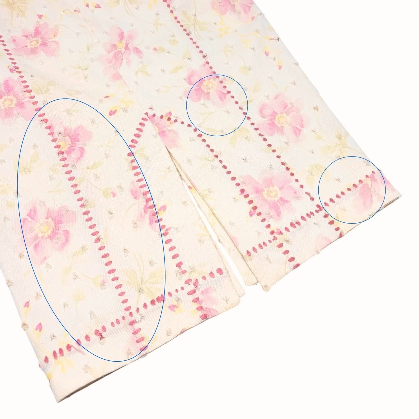 Christian Dior Vintage Flower Perforated Denim Skirt #38 Pink White 902081