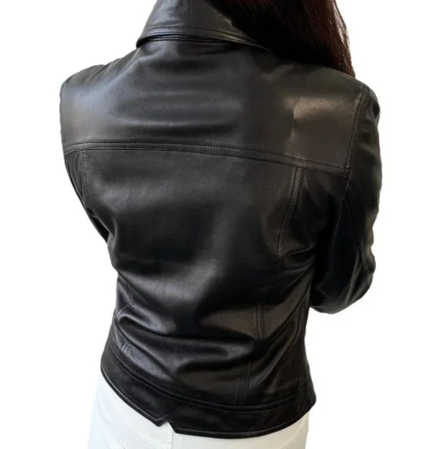 Christian Dior Vintage 2004 Bondage Logo Leather Jacket #36 Black Silver