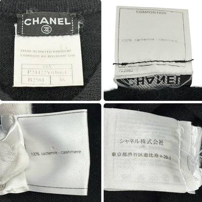 CHANEL Vintage 04A CC Logo Knit Polo Shirt Top Sweater #38 Cashmere Black
