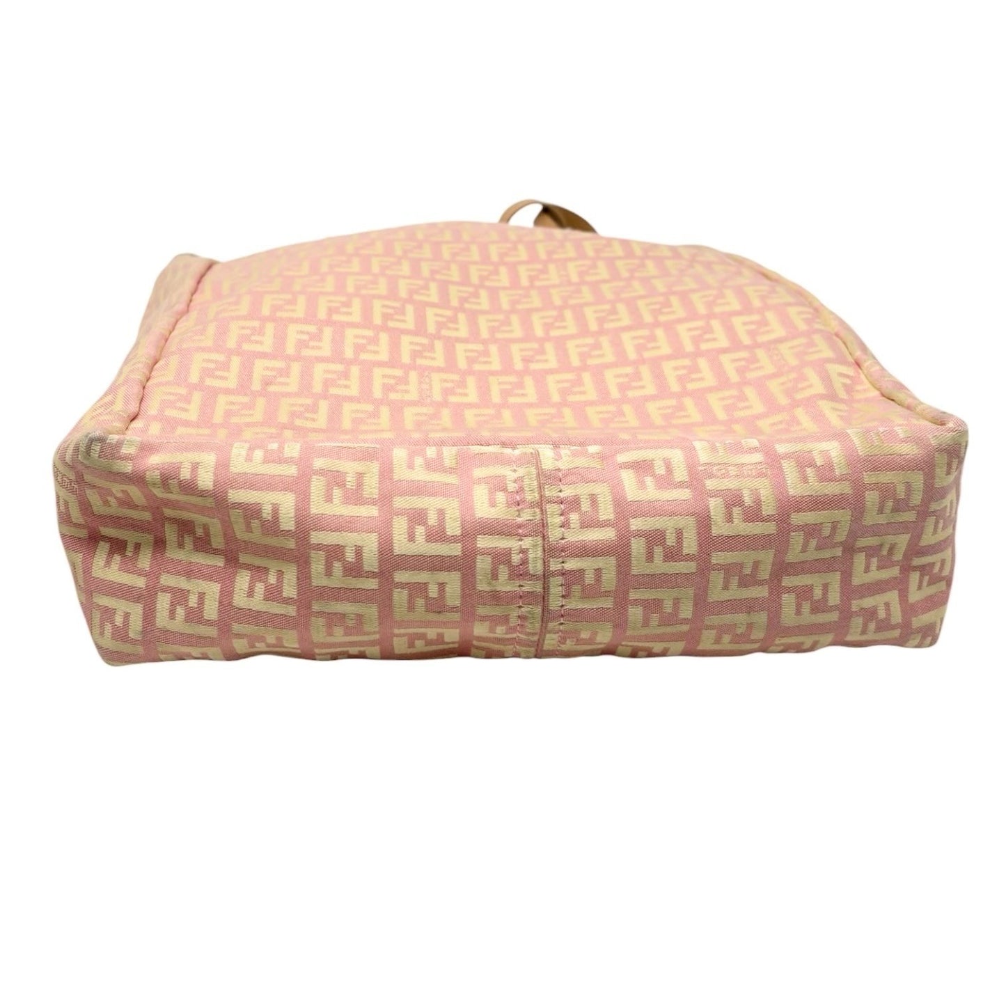 FENDI Vintage FF Logo Zucchino Tote Bag Pink Beige Canvas w/Pouch 901878