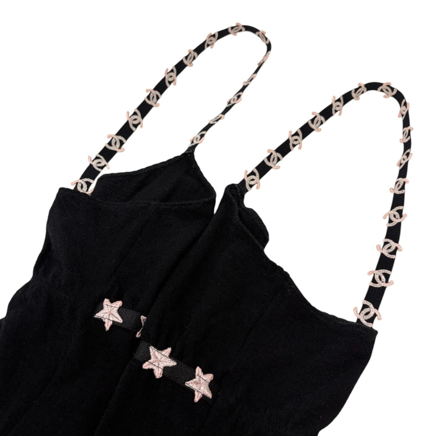 CHANEL Vintage 05A CC Logo Star Camisole Top #40 Black Pink Cashmere 901805