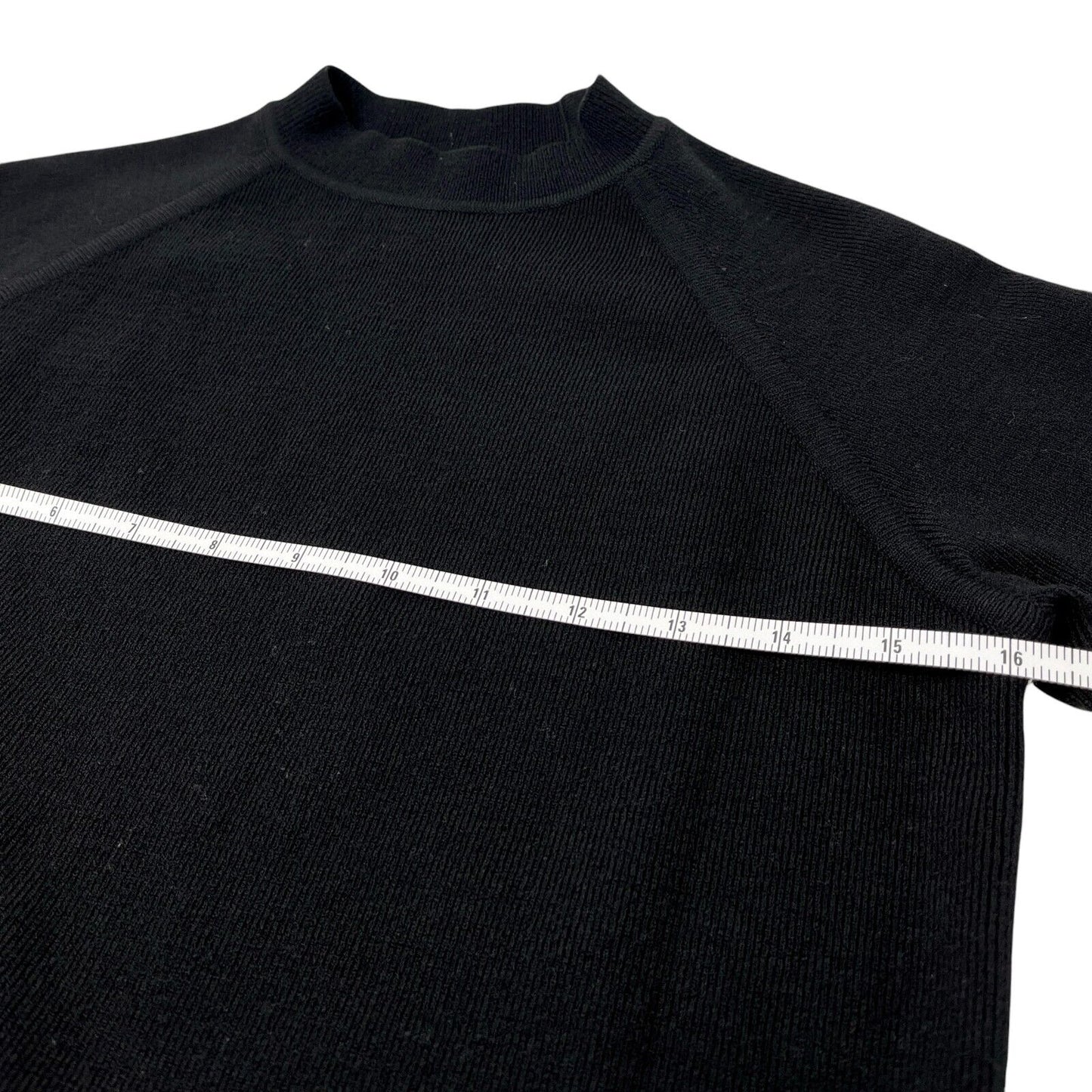 CHANEL Sport Vintage 04A CC Logo Knit Sweater Top #38 Mock Neck Black Wool