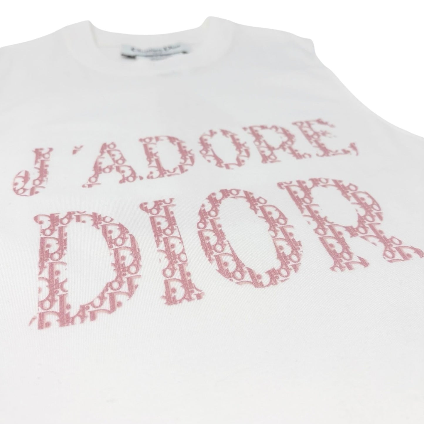 Christian Dior Vintage 2004 J'ADORE Logo Trotter Tank Top #36 White Pink