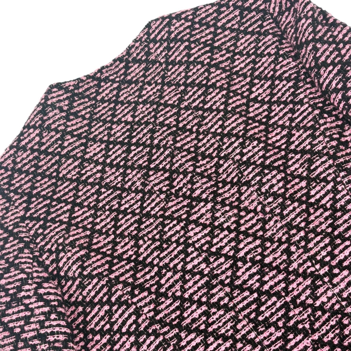 CHANEL Vintage 95A CC Logo Tweed Jacket #44 Pink Black Button Wool 902592