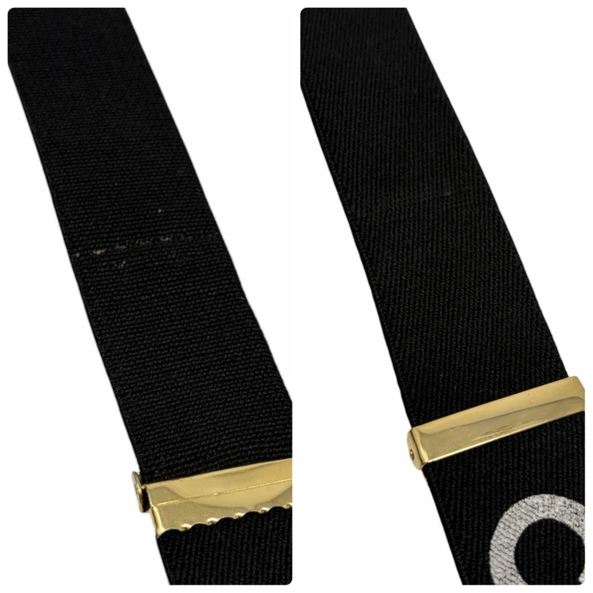 CHANEL Vintage 1994 CC Logo Suspender Belt Black White Cotton Leather 902387