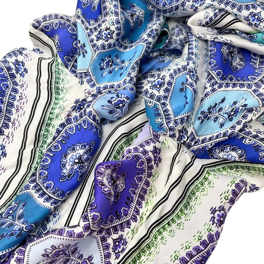 Roberto Cavalli Vintage Shirt Top #38 Rhinestone Button Blue Purple Silk RankAB
