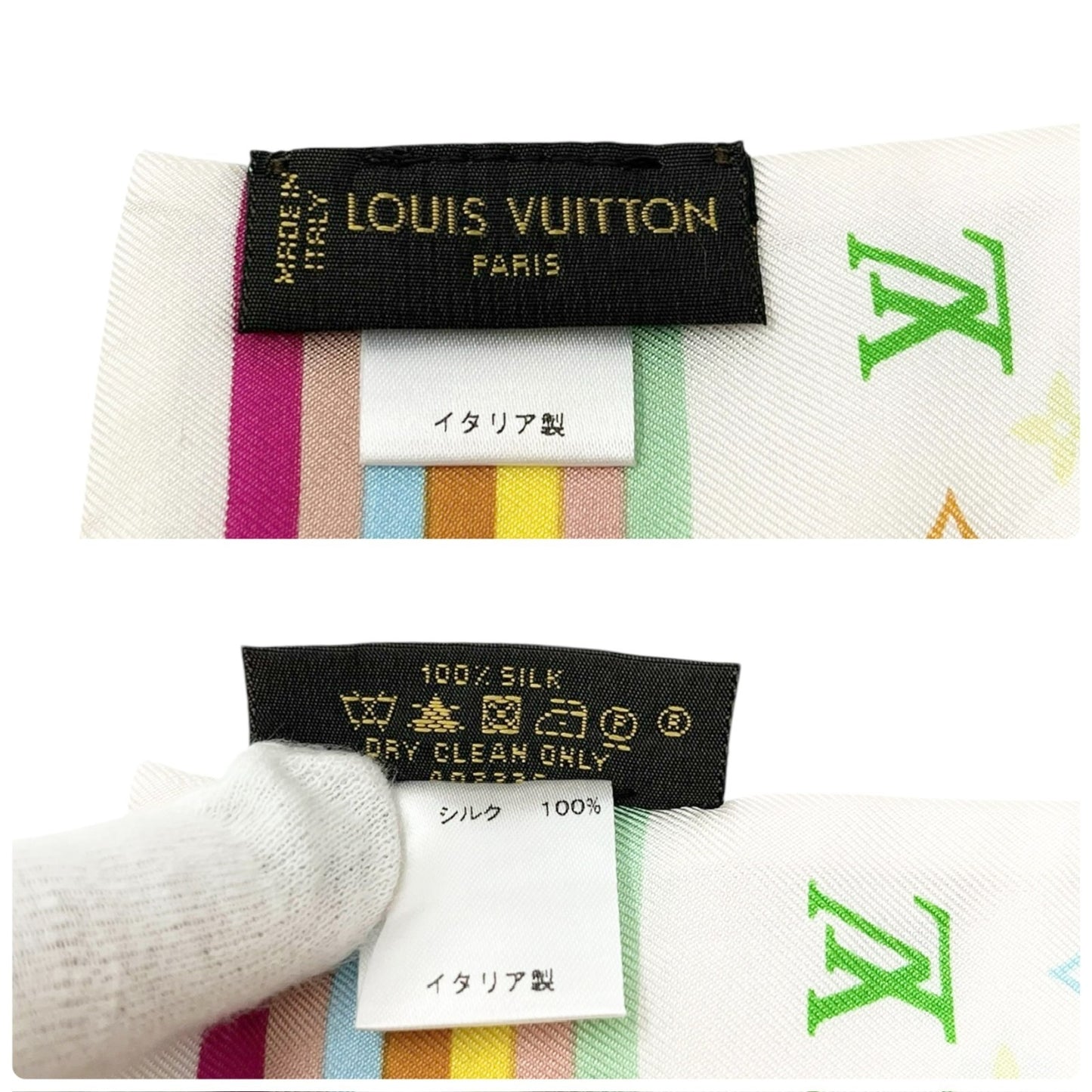 LOUIS VUITTON Vintage LV Monogram Multicolor Bandeau Scarf Silk Hair Accessory