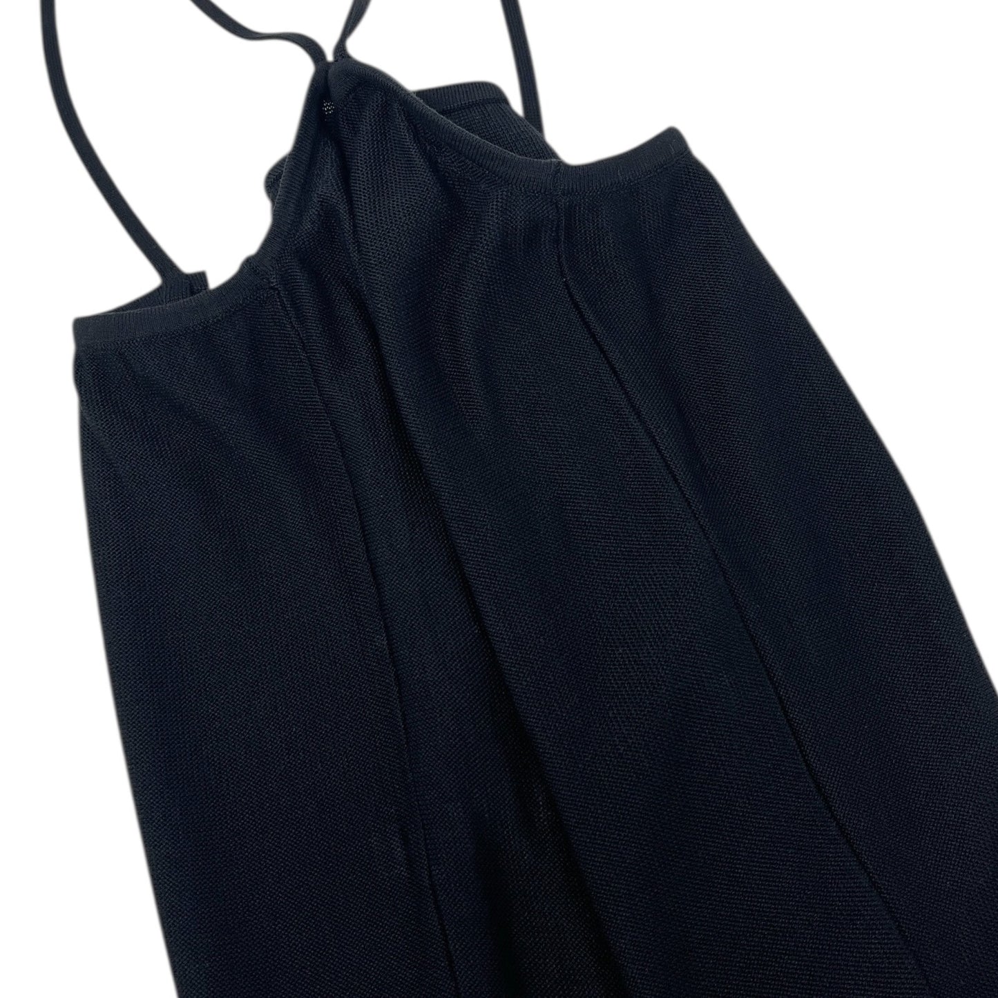 CHANEL Vintage 98P CC Logo Knit Camisole Tunic #38 Top Sleeveless Black Silk