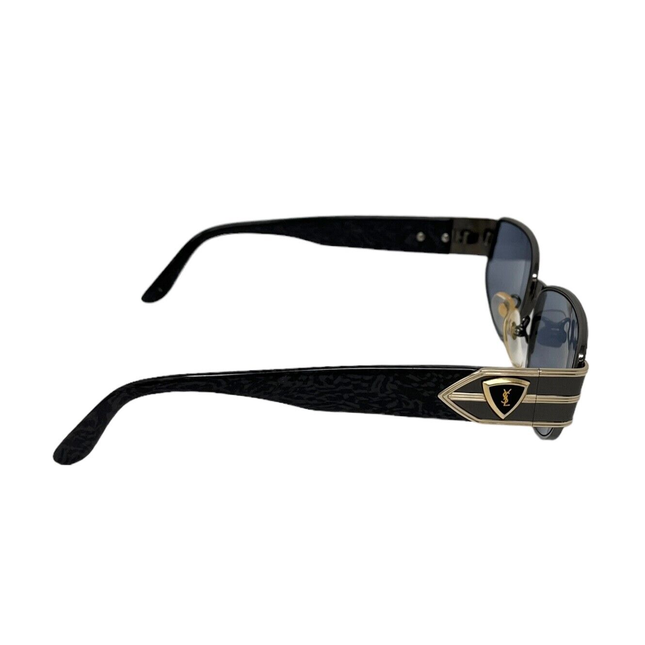 Yves Saint Laurent Vintage YSL Initial Logo Sunglass Shades Plastic Blue RankAB