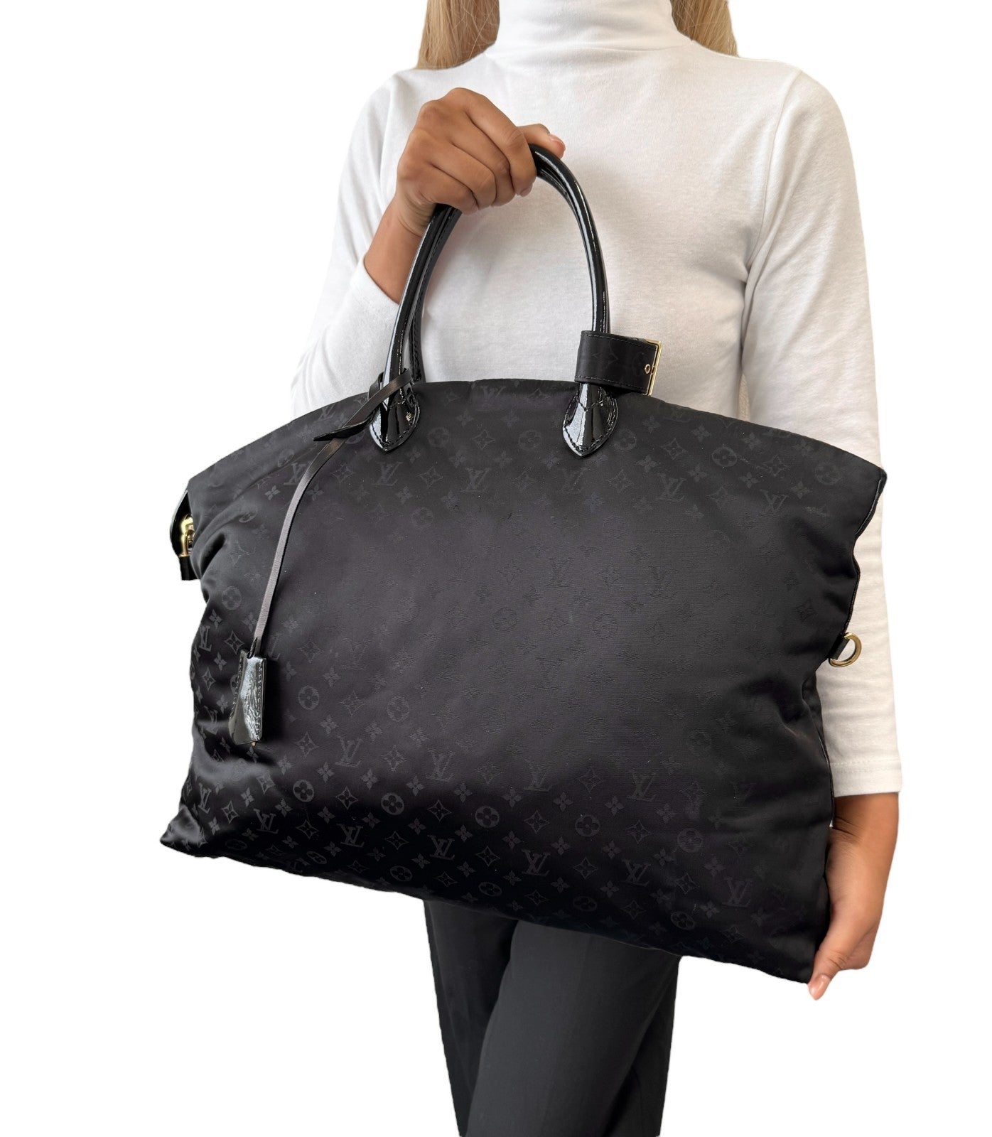 LOUIS VUITTON Vintage Monogram Desire Vertical Lockit GM Tote Bag 2way Black