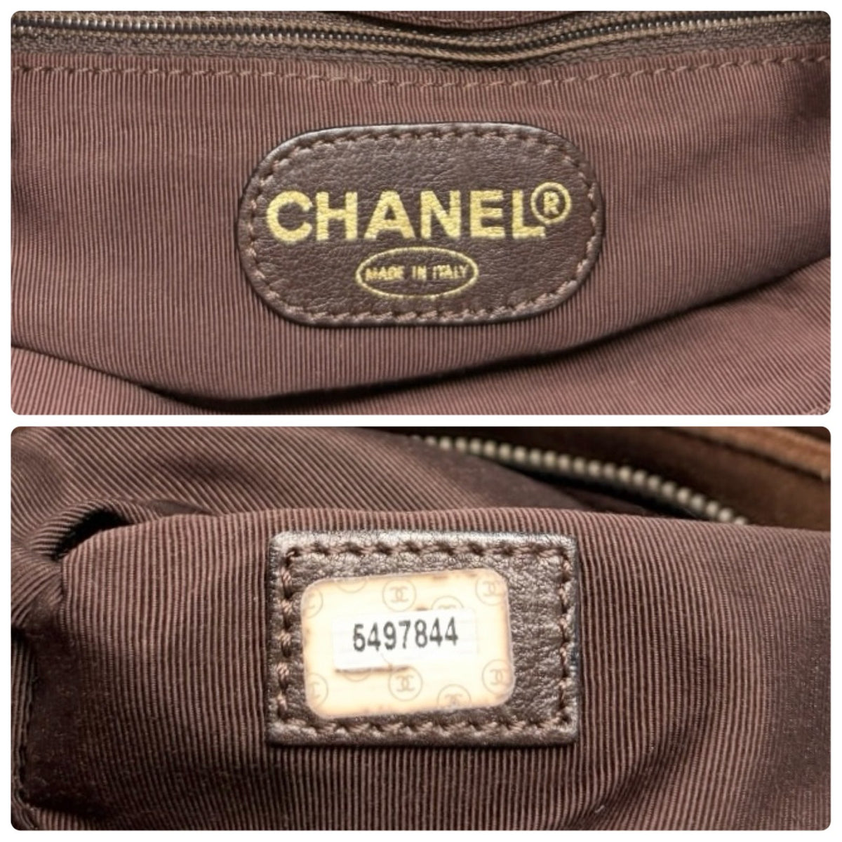 CHANEL Vintage Stitch CC Logo Suede Tote Shoulder Bag Zip Brown 902486