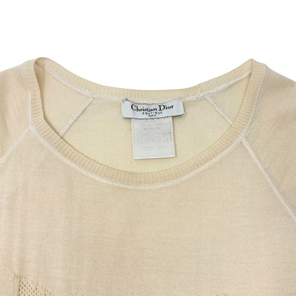 Christian Dior Vintage 2005 Knit T-shirt Top #38 Yellow Cream Wool 902813