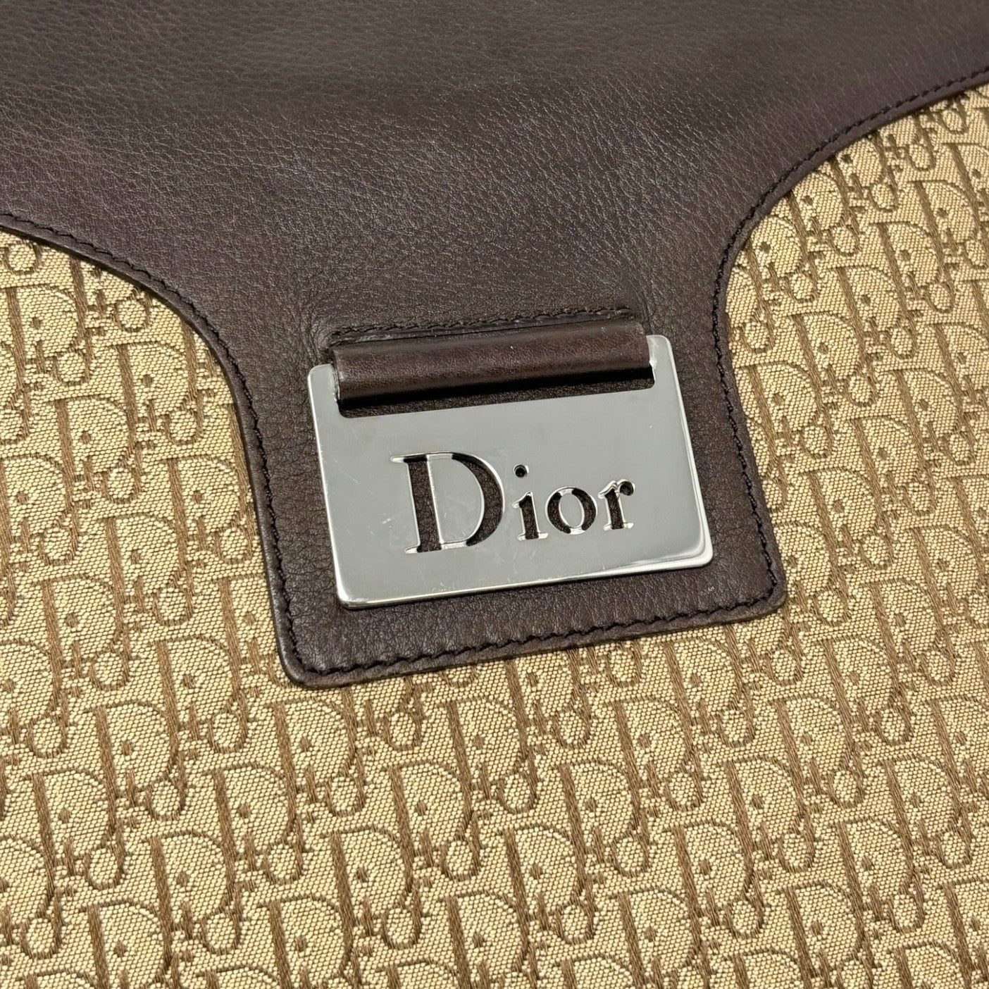 Christian Dior Vintage 2005 Street Chic Trotter Monogram Crossbody Bag Brown