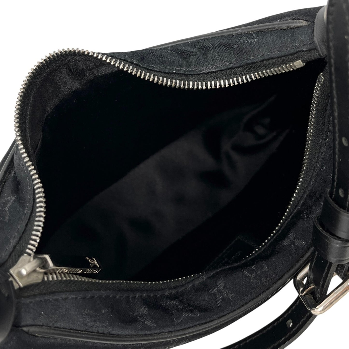 LOUIS VUITTON Vintage LV Monogram Little Boulogne Mini Shoulder Bag Black Satin