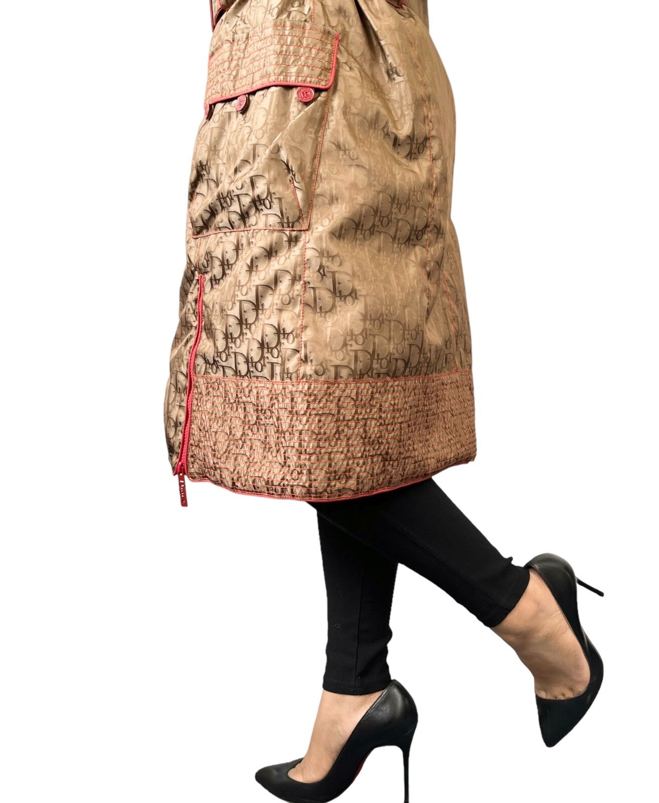 Christian Dior Vintage Trotter Monogram Rasta Coat #38 Hoodie Brown Rank AB+
