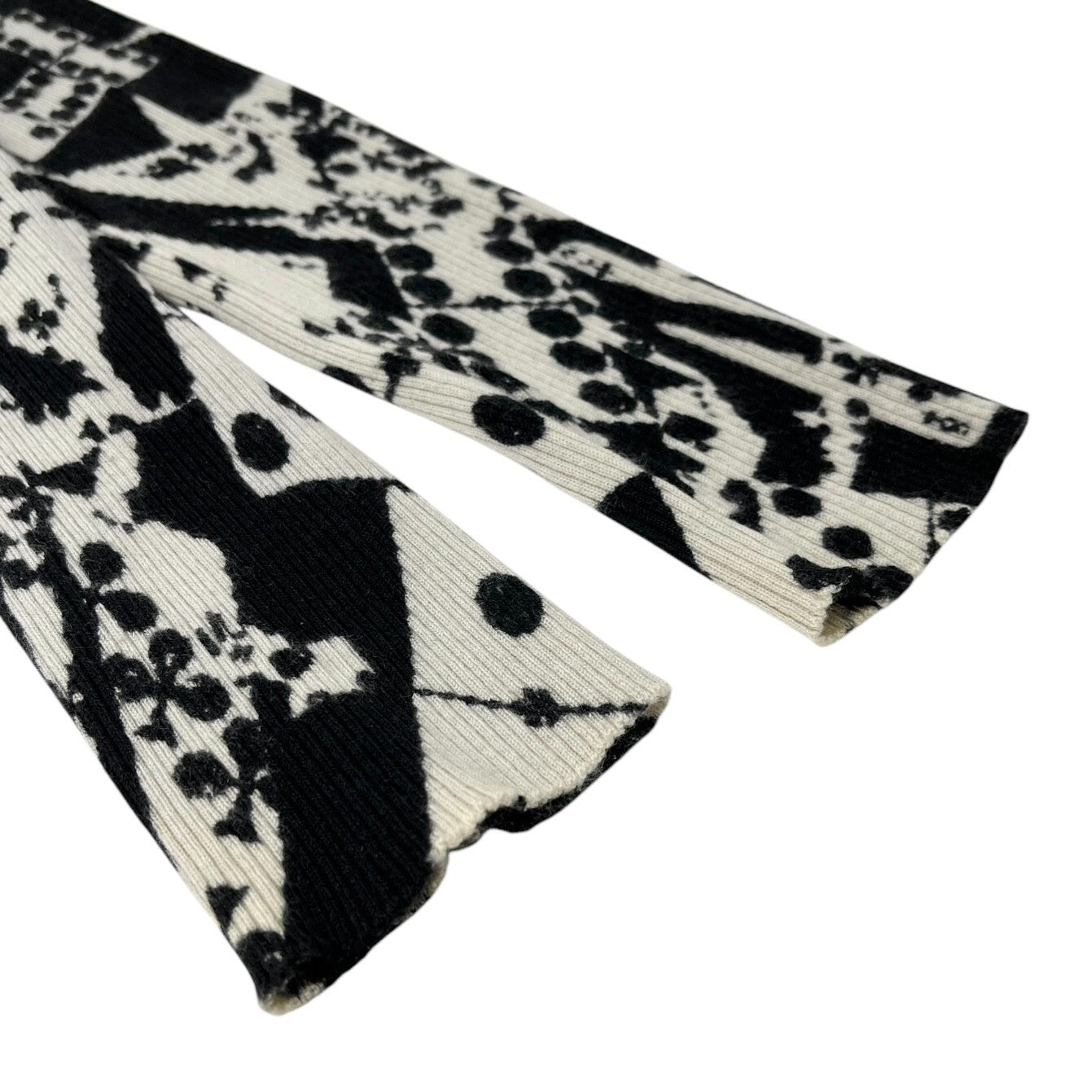 Christian Dior Vintage 2001 Dice Knit Top #36 Black White Wool Long Sleeve Card