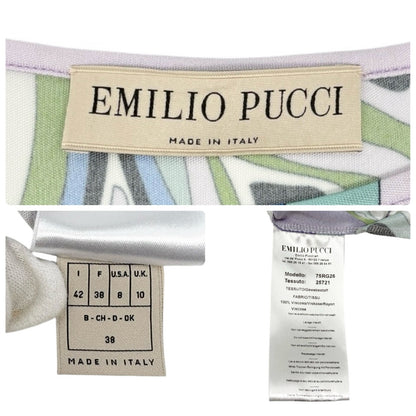 EMILIO PUCCI Vintage Logo Multicolor Abstract Print Dress #38 Blue 902418