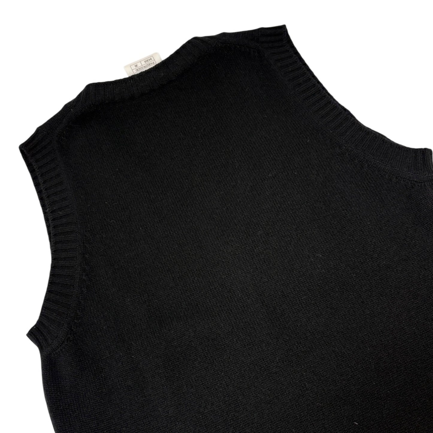 CHANEL Vintage P42027 CC Turnlock Sleeveless Cashmere Knit Dress #36 Black
