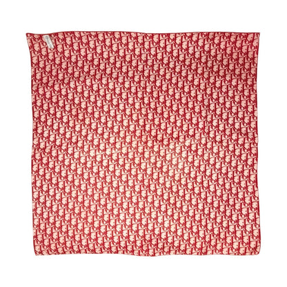 Christian Dior Vintage Logo Trotter Monogram Silk Scarf Wrap Red 902068