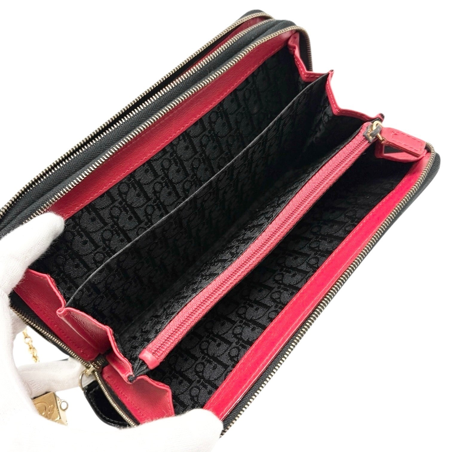 Christian Dior Vintage 2001 Logo Leopard Print Pony Hair Wallet Dice Charm