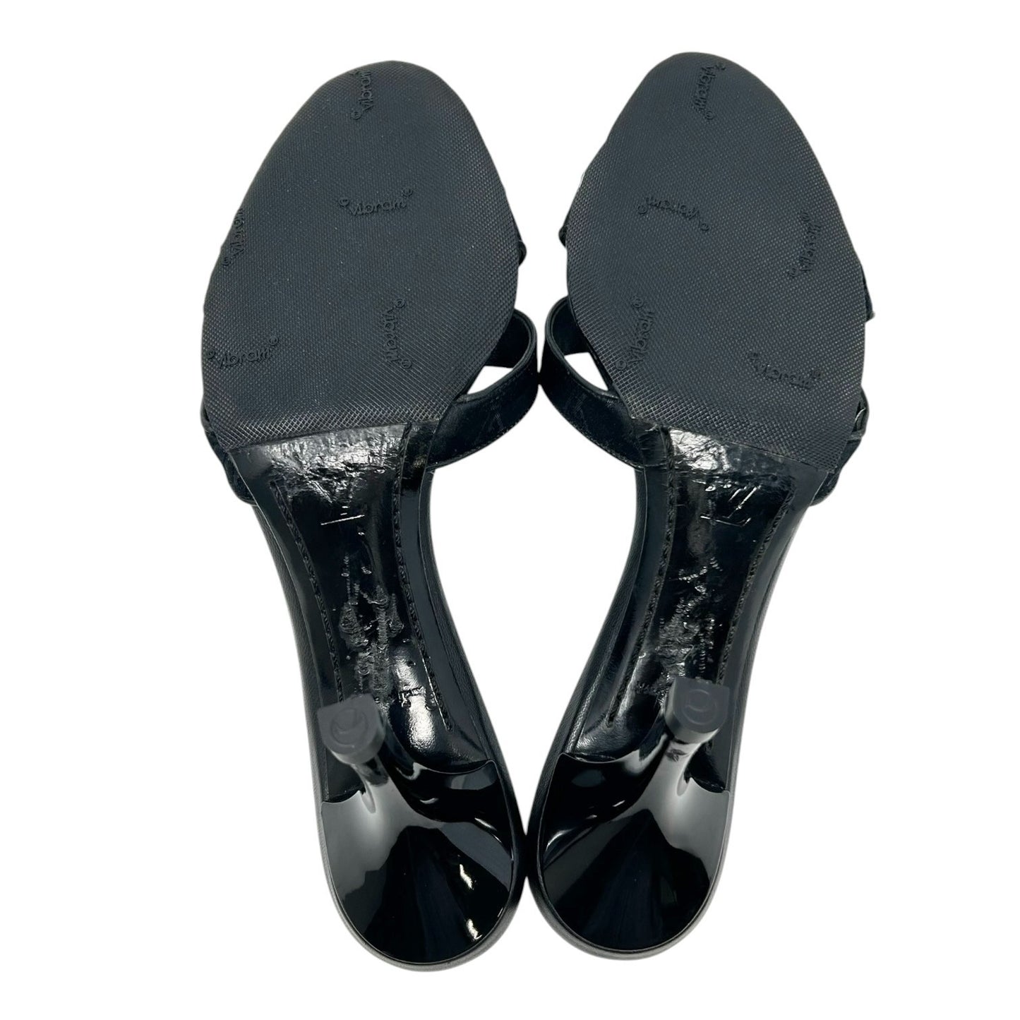 LOUIS VUITTON Vintage LV Monogram Satin Open Toe Sandals #37 Black Leather